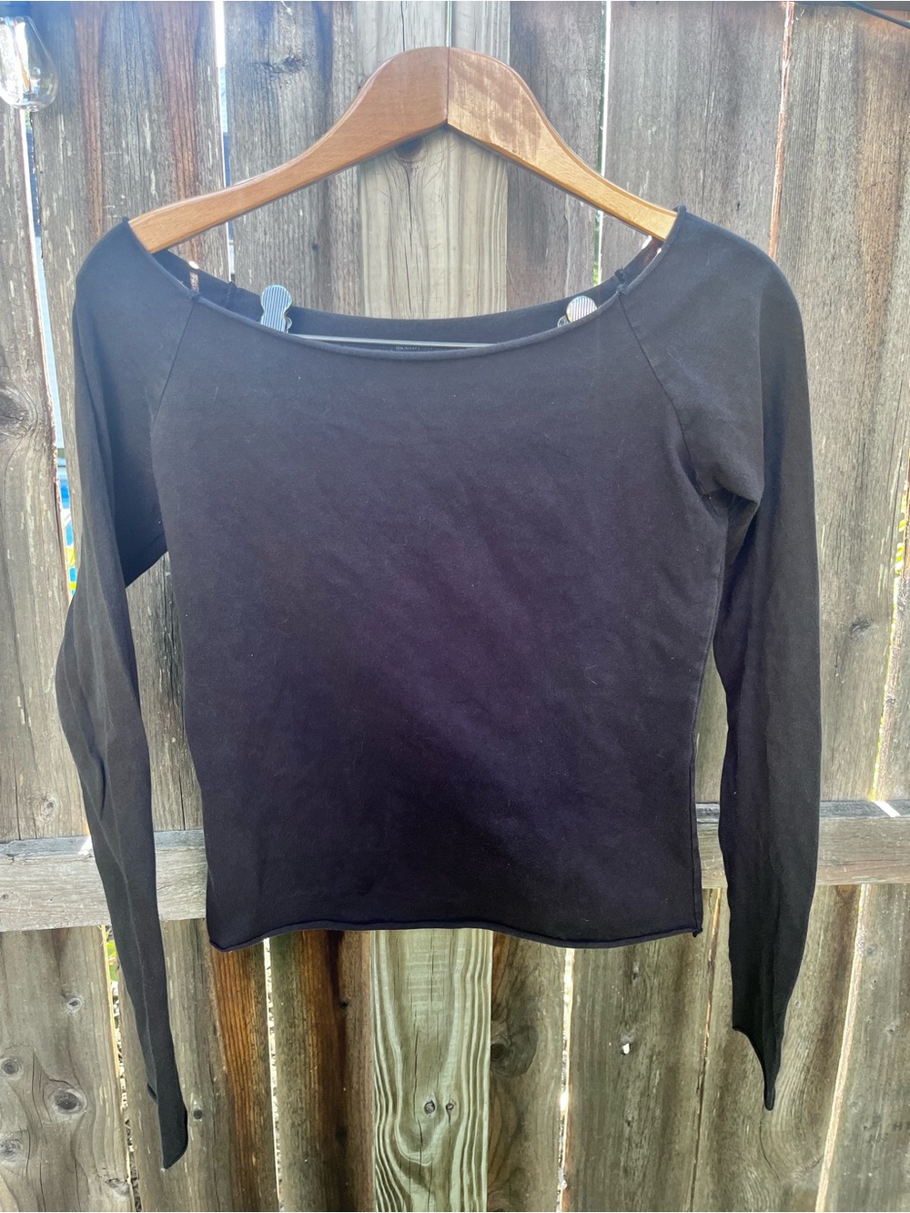 Brandy Melville Black Long Sleeve Scoop Neck Top